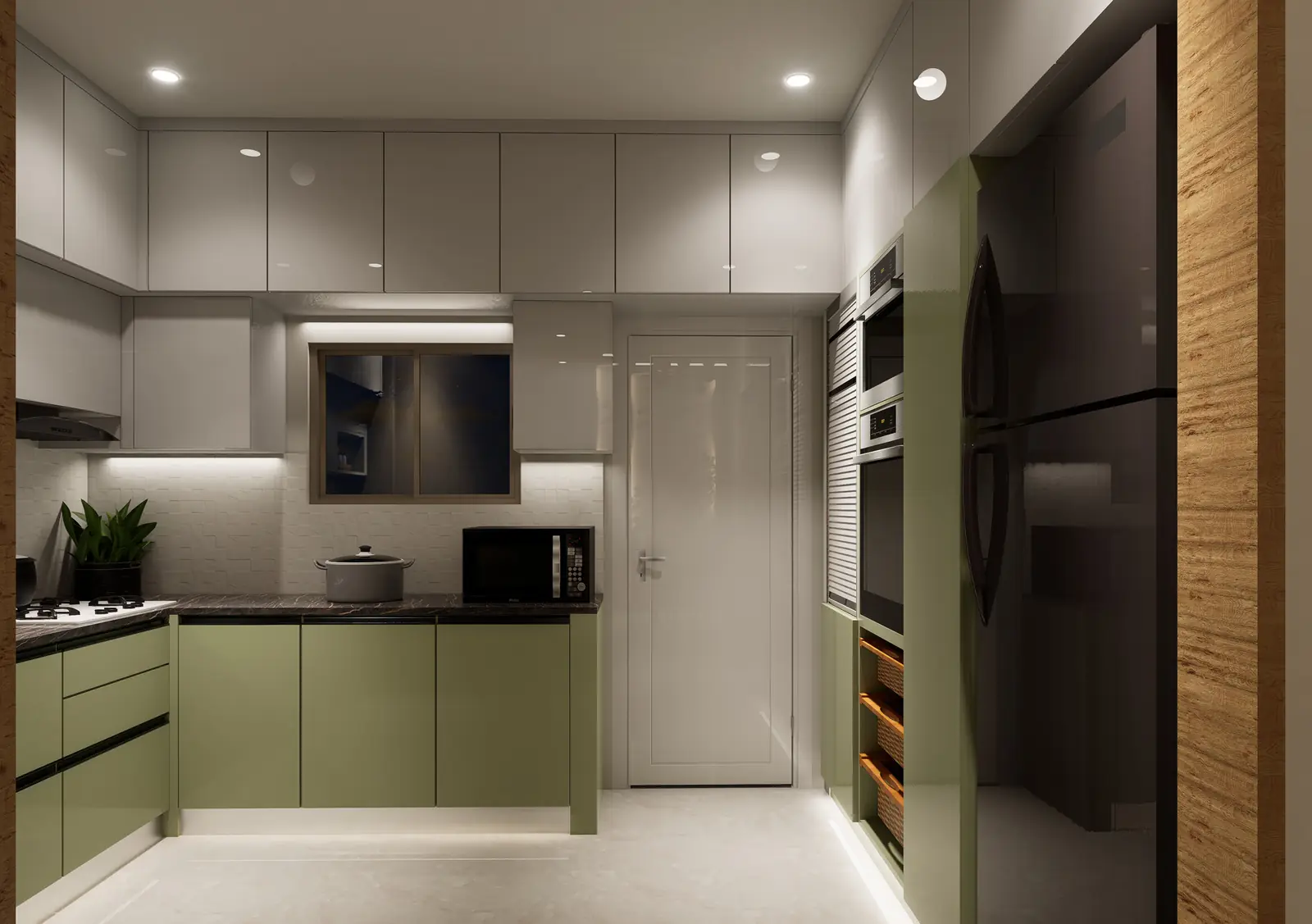 Kitchen in olive-green cabinetry