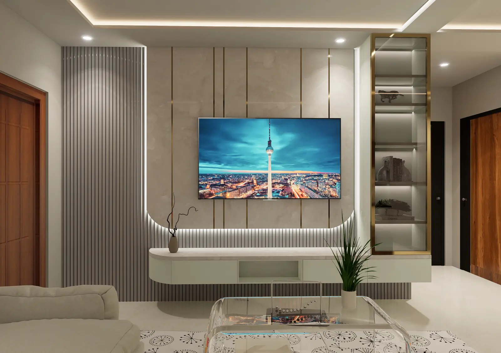 Living room with colour-block cushions